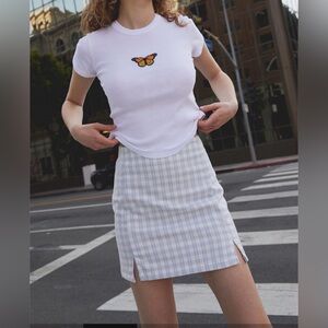 Brandy Melville Cara Plaid Mini Skirt in White/Blue size OS